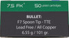 FK BRNO 7.5 FK Ammo 101gr Copper Solid Ammunition - 50 Rounds