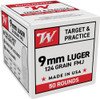 Winchester 9mm Ammo 124gr FMJ Ammunition - 50 Rounds