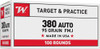 Winchester .380 Auto Ammo 95gr FMJ Ammunition - 100 Rounds