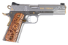 Cnc Firearms CNCTEX1911 Kimber 1911 Texan 45 ACP 7+1 5" Stainless Steel Barrel, Stainless Engraved "The Texan"/Serrated Steel Slide, Stainless Steel Frame, Texas Mesquite Grip