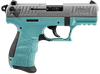 Walther Arms 5120362 P22 *CA Compliant 22 LR 10+1 3.42" Stainless Steel Serrated/Steel Slide, Angel Blue Polymer Frame w/Picatinny Rail, Black Interchangeable Backstrap Grips
