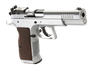 Tanfoglio IFG TF-LIMPRO-38 Defiant Limited Pro 38 Super Caliber with 4.80" Barrel, 17+1 Capacity, Overall Hard Chrome Finish Steel, Beavertail Frame, Serrated Slide & Brown Polymer Grip