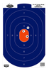 Birchwood Casey 35720 Dirty Bird  Silhouette Tagboard Hanging Pistol 12" x 18" Blue/Orange White Impact Splatter 50 Per Pkg