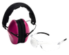 Pyramex VGCOMBO210 Low-Profile Combo Kit  Scratch Resistant Clear Lens & Frame with Rubber Temple Tips Pink Low-Profile Earmuffs