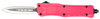 CobraTec Knives SPKCTK1SDAGNS CTK-1  Small 2.75" OTF Dagger Plain D2 Steel Blade, Pink Aluminum Handle Features Glass Breaker