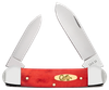 Case 10765 Canoe  Folding Pen/Spear Plain Mirror Polished Tru-Sharp SS Blade, Smooth Red Bone/SS Handle