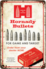 Hornady 99145 Bullets Tin Sign Rustic Red White Aluminum 12" x 18"