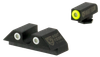 Night Fision GLK003007YGW Tritium Night Sights For Glock  Green Tritium Yellow Outline Front Sight- Green Tritium White Outline Rear Sight Glock 42/43/43X