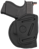 1791 Gunleather 4WH3SBLL 4-Way  IWB/OWB Size 03 Stealth Black Leather Belt Clip Compatible w/Glock 26/Ruger LC9/S&W M&P Shield/2.0 9/40 Left Hand