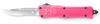 CobraTec Knives SPKCTK1SDS CTK-1  Small 2.75" OTF Drop Point Part Serrated D2 Steel Blade/ Pink Aluminum Handle Features Glass Breaker Includes Pocket Clip