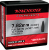 Winchester 308Win Ammo 147gr FMJ Ammunition - 100 Rounds