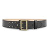 2-1/4"" Plain Leather Sam Browne 2-Row Stitch Duty Belt with Solid Brass Gold Buckle