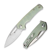 Mims Flipper Folding Knife 3.48"" Satin 9Cr18MoV Drop Point Plain Edge Blade, Natural G10 Handle