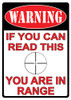 "YOU ARE IN RANGE"RIVERS EDGE TIN SIGN 12"X17" 