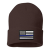Thin Blue Line Flag Embroidered Beanie
