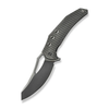 WEKNIFE Epaulette Flipper & Thumb Hole Knife Diamond Patterned Polished Gray Titanium Handle (3.45"" Polished Gray Bohler M390 Blade) WE24024-4