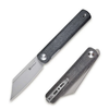 Bronte Front Flipper Folding Knife 3.38"" Stonewash 9Cr18MoV Reverse Tanto Plain Edge Blade, Black Micarta Handle