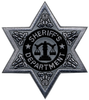 SHERIFF DEPT Reflective 6-Point Star Badge Patch - Silver - 3.5''x3.5''