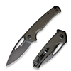 Mims Flipper Folding Knife 3.48"" Black 9Cr18MoV Drop Point Plain Edge Blade, Dark Green Canvas Micarta Handle