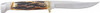 TROUT 3" W/LEATHER SHEATH USABEAR & SON INDIA STAG BIRD & 