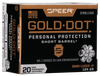 Speer 23611GD Gold Dot Personal Protection Short Barrel 9mmLuger+P 124gr Hollow Point 20 Per Box/10 Case Ammo for MA, CT, NJ, IL, NY & CA Buyers