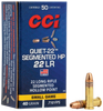 CCI 970 Quiet-22 Segmented HP 22LR 40gr Segmented Hollow Point 50 Per Box/100 Case Ammo for MA, CT, NJ, IL, NY & CA Buyers