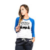 WOMEN'S AMERICA THE BEAUTIFUL BASEBALL TEE - WHITE/BLUE SLEEVES, X-LARGE