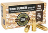 Patriot Sports 9mm Ammo 124gr FMJ Ammunition - 50 Rounds