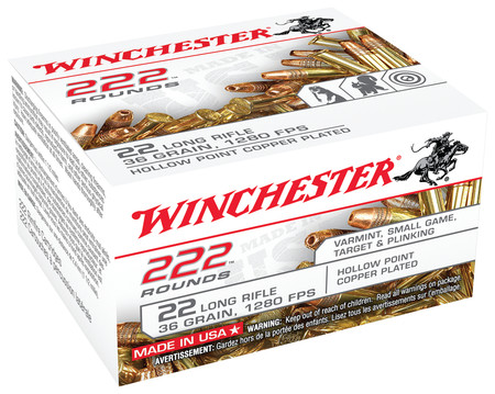 Winchester Ammo 22LR222HP USA  22LR 36gr Copper Plated Hollow Point 222 Per Box/10 Case