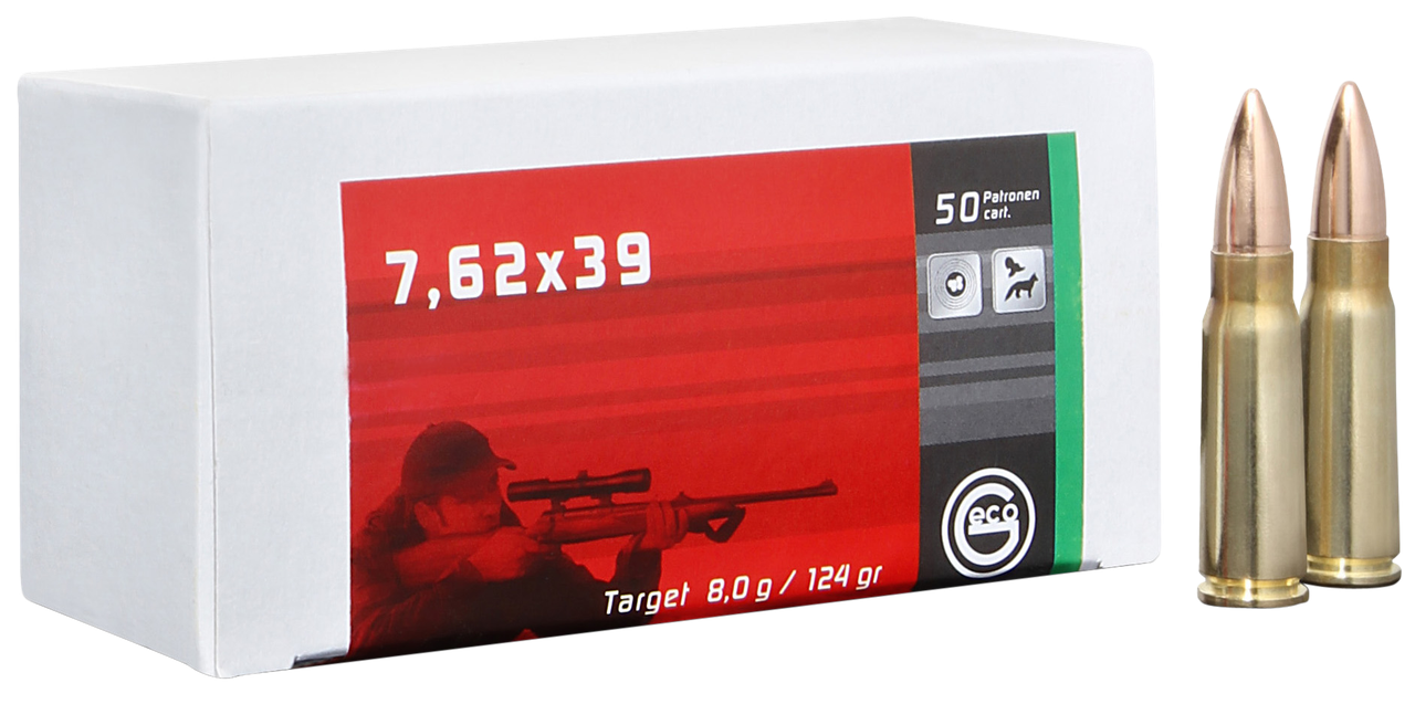 GECO 265840020 Target  7.62 x 39mm 124 GR Full Metal Jacket (FMJ) LOOSE AMMO 560 ROUNDS