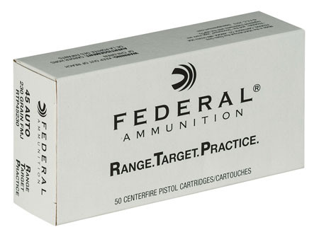 Federal RTP45230 Range & Target 45ACP 230gr Full Metal Jacket 50 Per Box/20 Case Centerfire, Handgun Ammunition