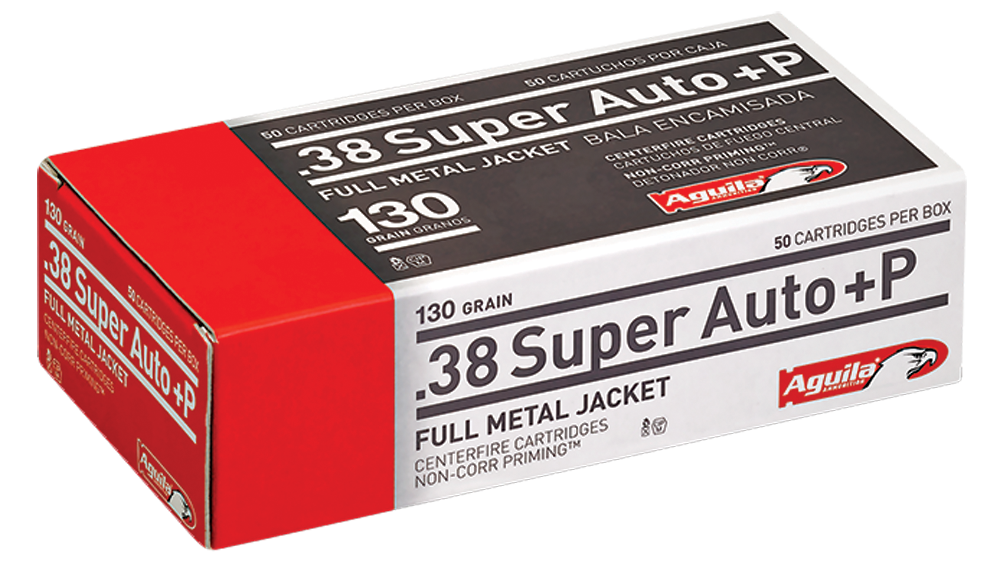 Aguila- 1E382112 Pistol  38 Super +P 130 GR Full Metal Jacket (FMJ) 50 Bx/ 20 Cs