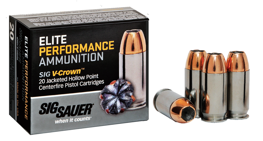 Sig Sauer Elite Performance 380 ACP Ammo 90 Grain Sig V-Crown Jacketed Hollow Point Box of 20