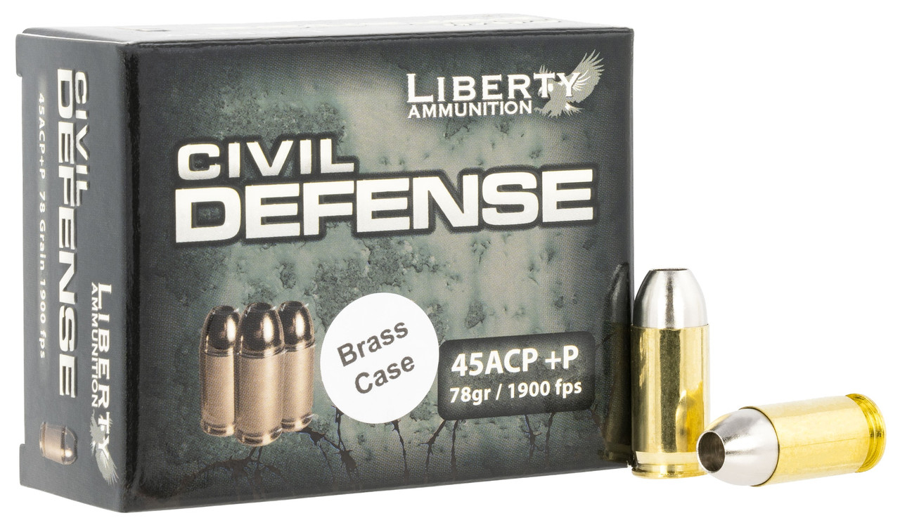 Liberty LACD45013BC Civil Defense 45ACP+P 78gr Lead Free Fragmenting Hollow Point 20 Per Box/50 Case Centerfire, Handgun Ammunition