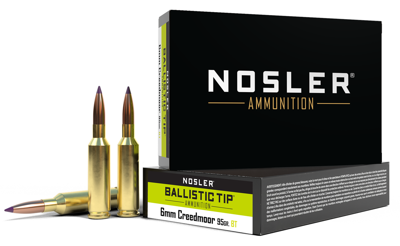 Nosler 40052 Ballistic Tip 6mmCreedmoor 95gr Spitzer Ballistic Tip 20 Per Box/10 Case Centerfire, Rifle Ammunition