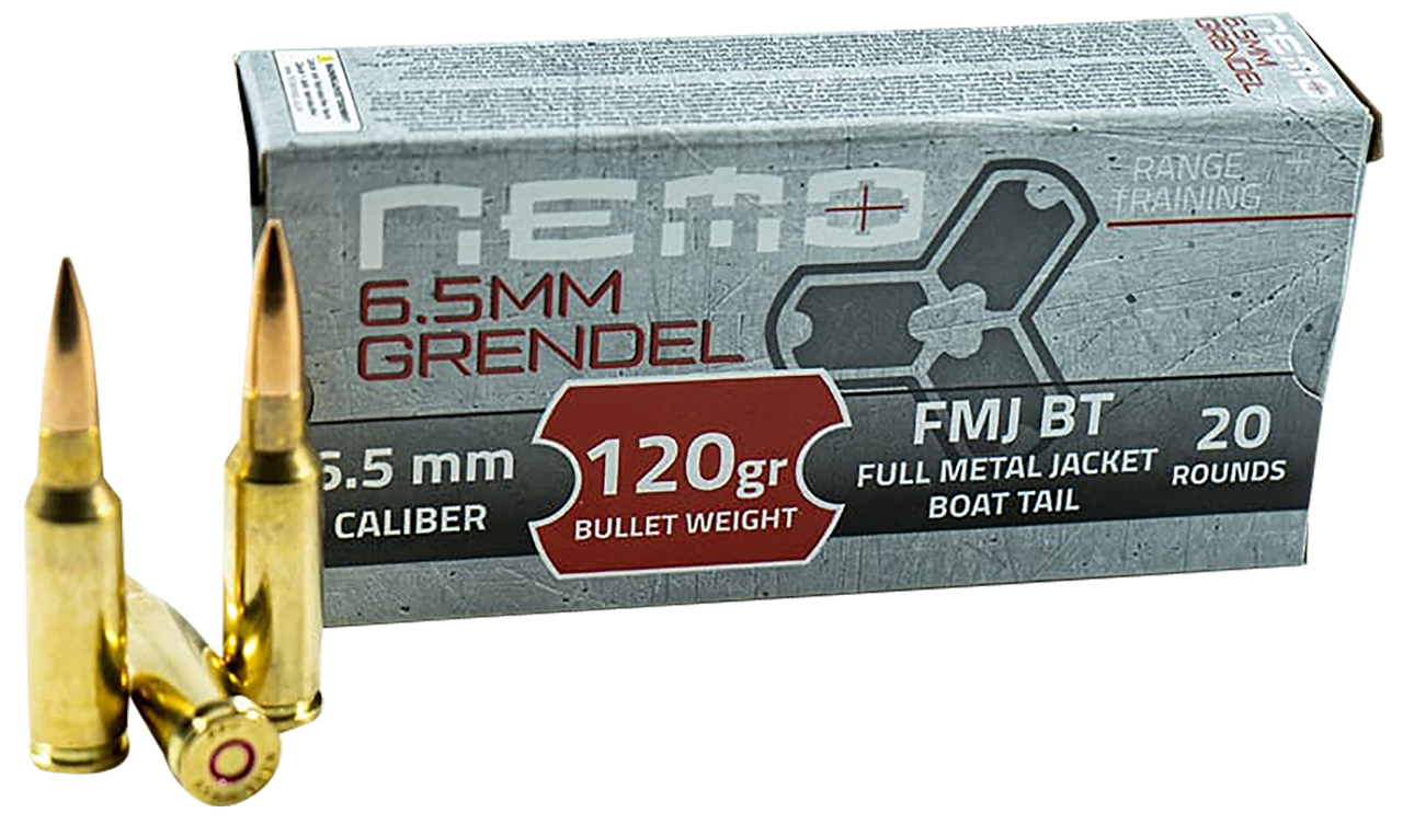 Nemo 65GNA120PPU 6.5Grendel 120gr Full Metal Jacket Boat Tail 20 Per Box/25 Case, Centerfire Rifle Ammo