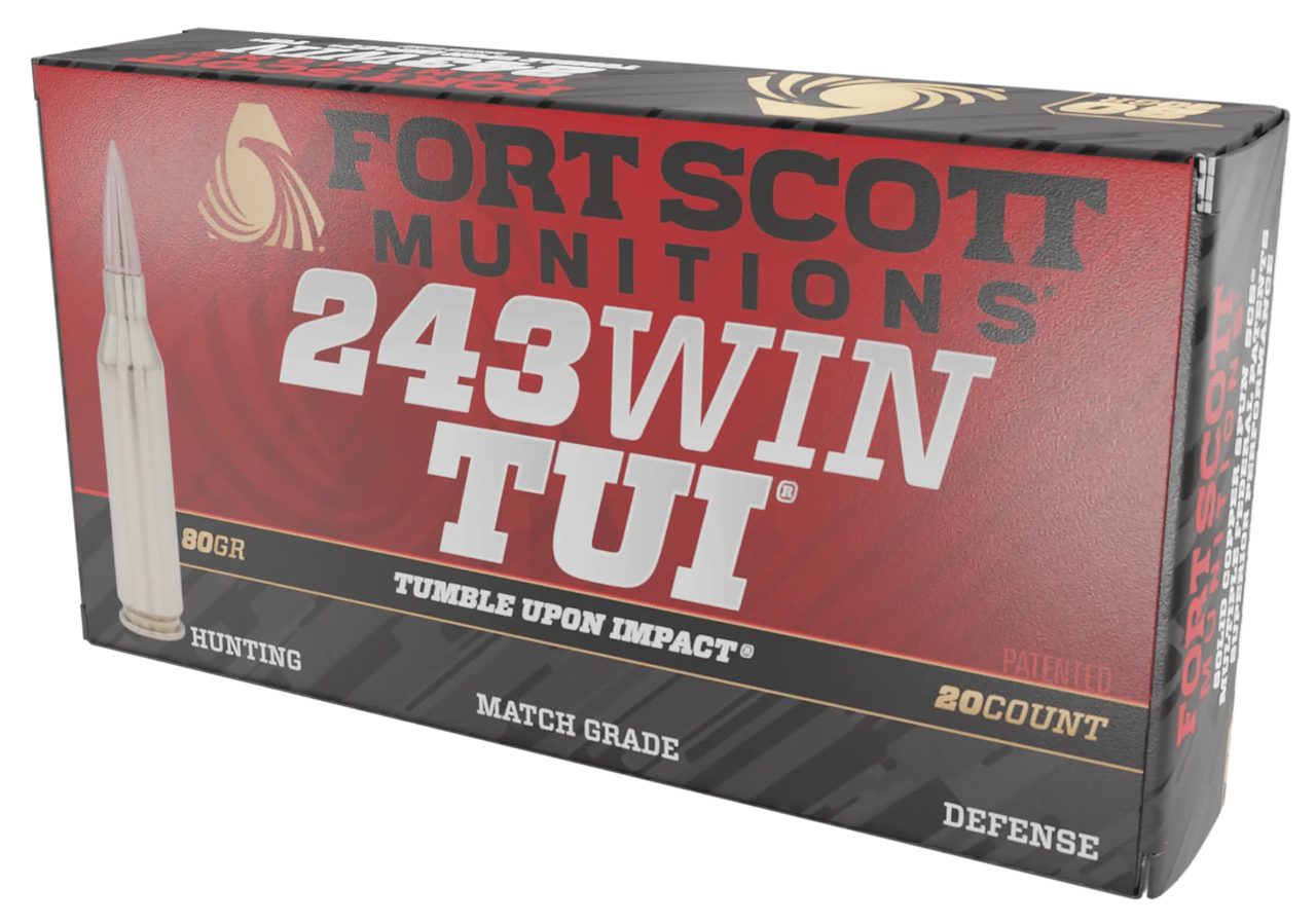 Fort Scott Munitions 243080SCV Tumble Upon Impact (TUI) 243Win 80gr Solid Copper Spun 20 Per Box/10 Case Centerfire, Rifle Ammunition