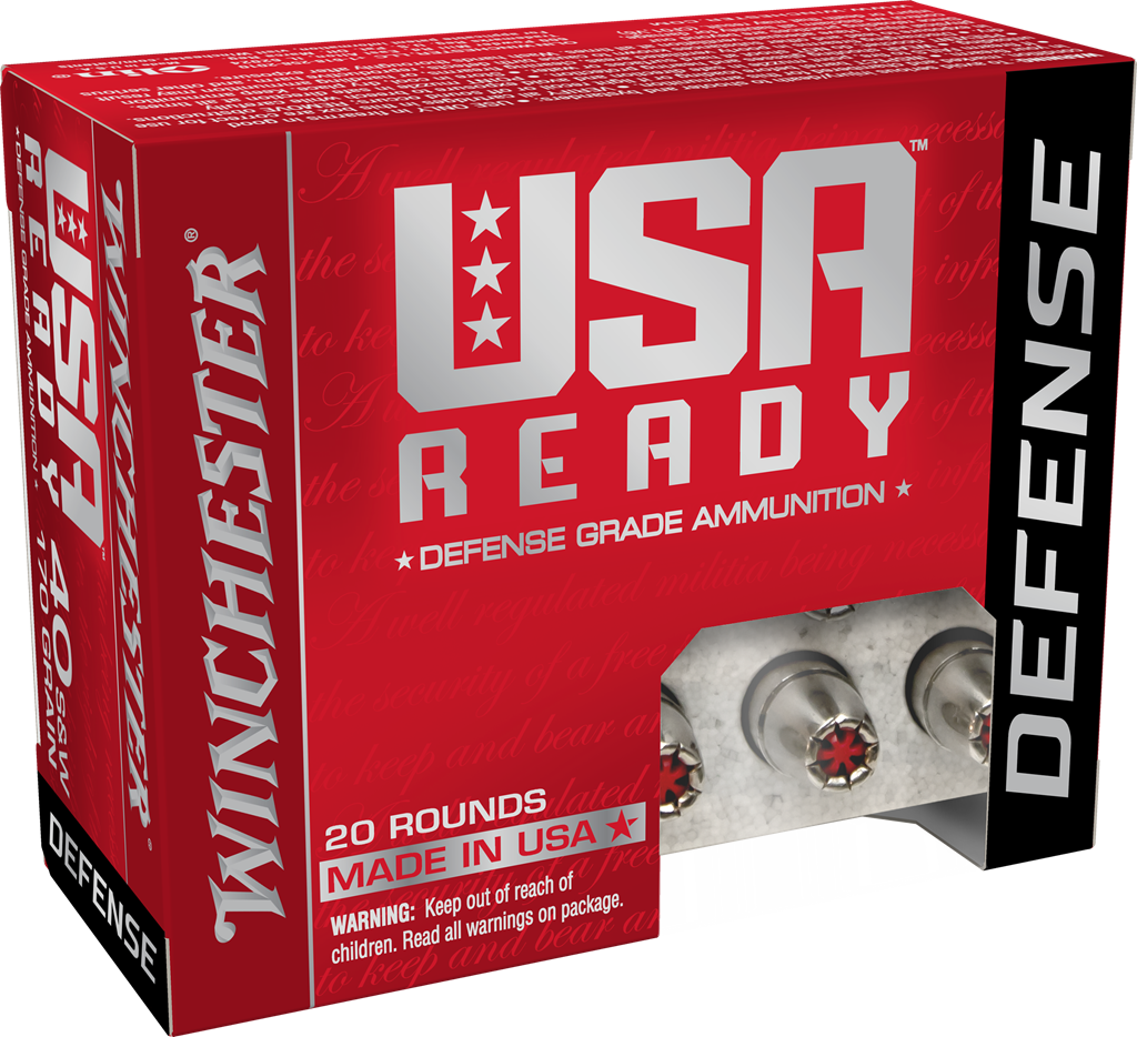 Winchester RED40HP USA Ready 40S&W 170gr Hex Vent Hollow Point 20 Per Box/10 Case Centerfire, Handgun Ammunition