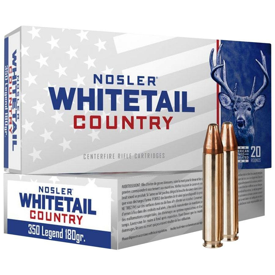 Nosler Whitetail Country 350 Legend Ammo 180 Grain Straight Wall Jacketed Soft Point Box of 20