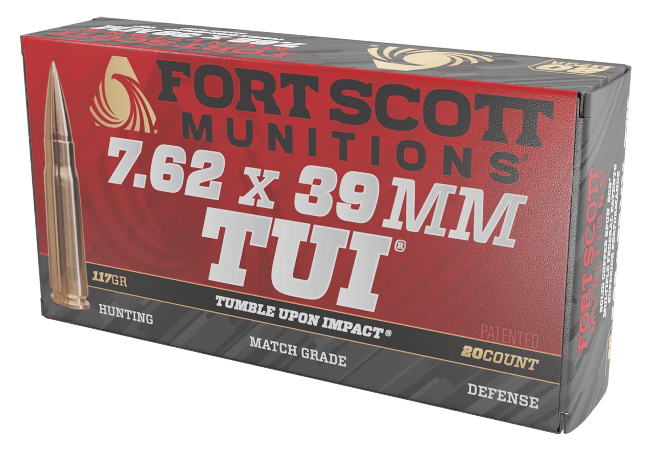 Fort Scott Munitions 762X39117SCV Tumble Upon Impact (TUI) 7.62x39mm 117gr Solid Copper Spun 20 Per Box/10 Case Centerfire, Rifle Ammunition
