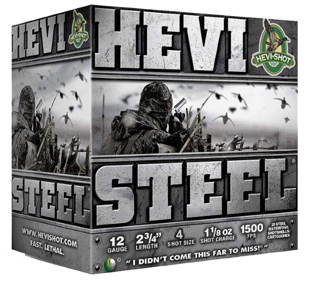 HEVI-Shot HS61224 HEVI-Steel 12Gauge 2.75 in 1 1/8oz 4Shot 25 Per Box/10 Case, Shotgun Shells