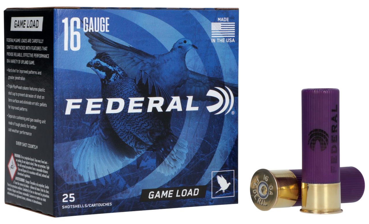 Federal H16075 Game-Shok Upland 16Gauge 2.75 in 1oz 7.5Shot 25 Per Box/10 Case, Shotgun Shells