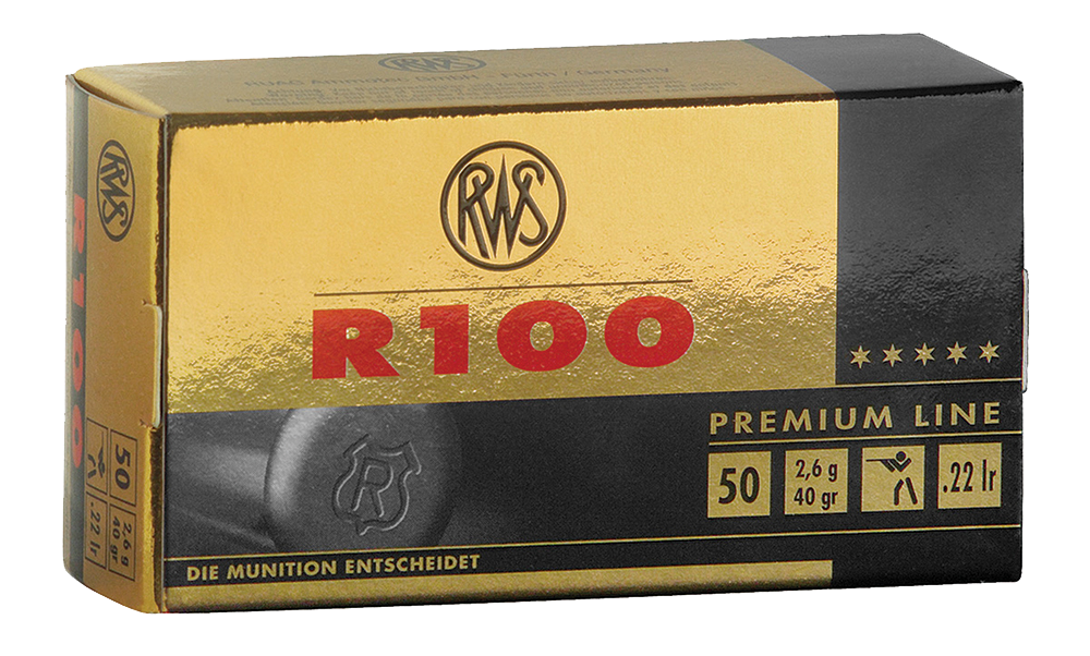 RWS/Umarex 2134195 R100 Premium Line 22LR 40gr Lead Round Nose 50 Per Box/100 Case, Rimfire Ammuinition