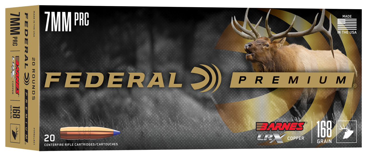 Federal P7PRCLRX1 Premium 7mmPRC 168gr Barnes LRX Lead Free 20 Per Box/10 Case,Centerfire Rifle Rounds