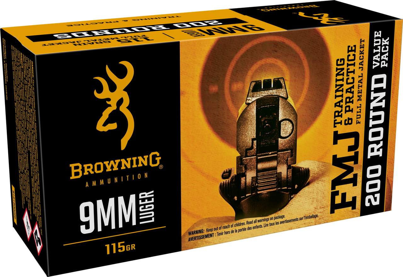 Browning Ammo B1918000969mm Luger 115gr Full Metal Jacket 200 Per Box/5 Case *Bulk Pack