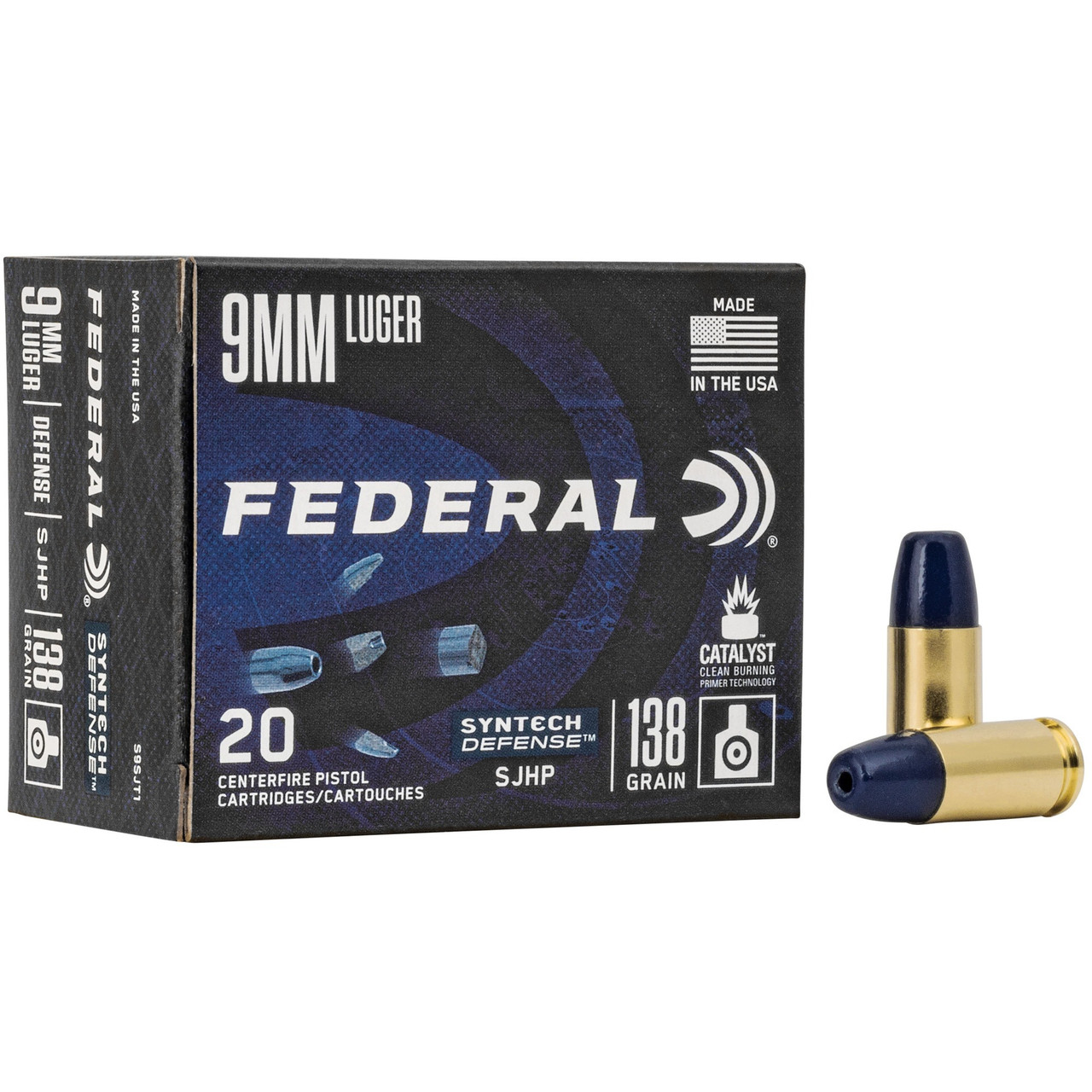 Federal S9SJT1 Syntech Defense 9mmLuger 138gr Segmented Jacketed Hollow Point 20 Per Box/10 Case Centerfire, Handgun Ammunition