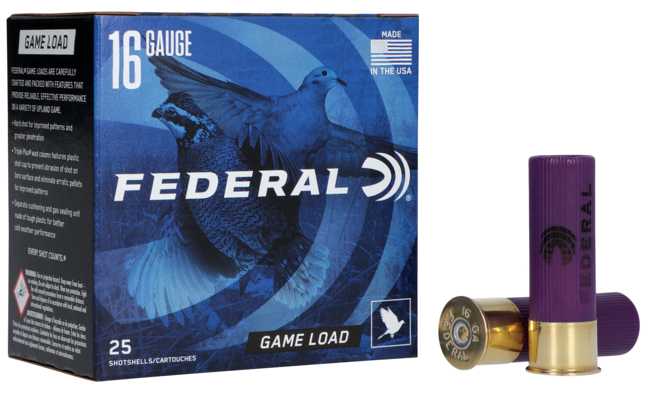 Federal H1606 Game-Shok Upland 16Gauge 2.75 in 1oz 6Shot 25 Per Box/10 Case, Shotgun Shells