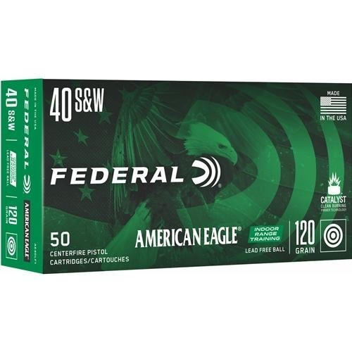 Federal AE40LF1 American Eagle Indoor Range Training 40S&W 120gr Lead Free IRT 50 Per Box/10 Case Centerfire, Handgun Ammunition