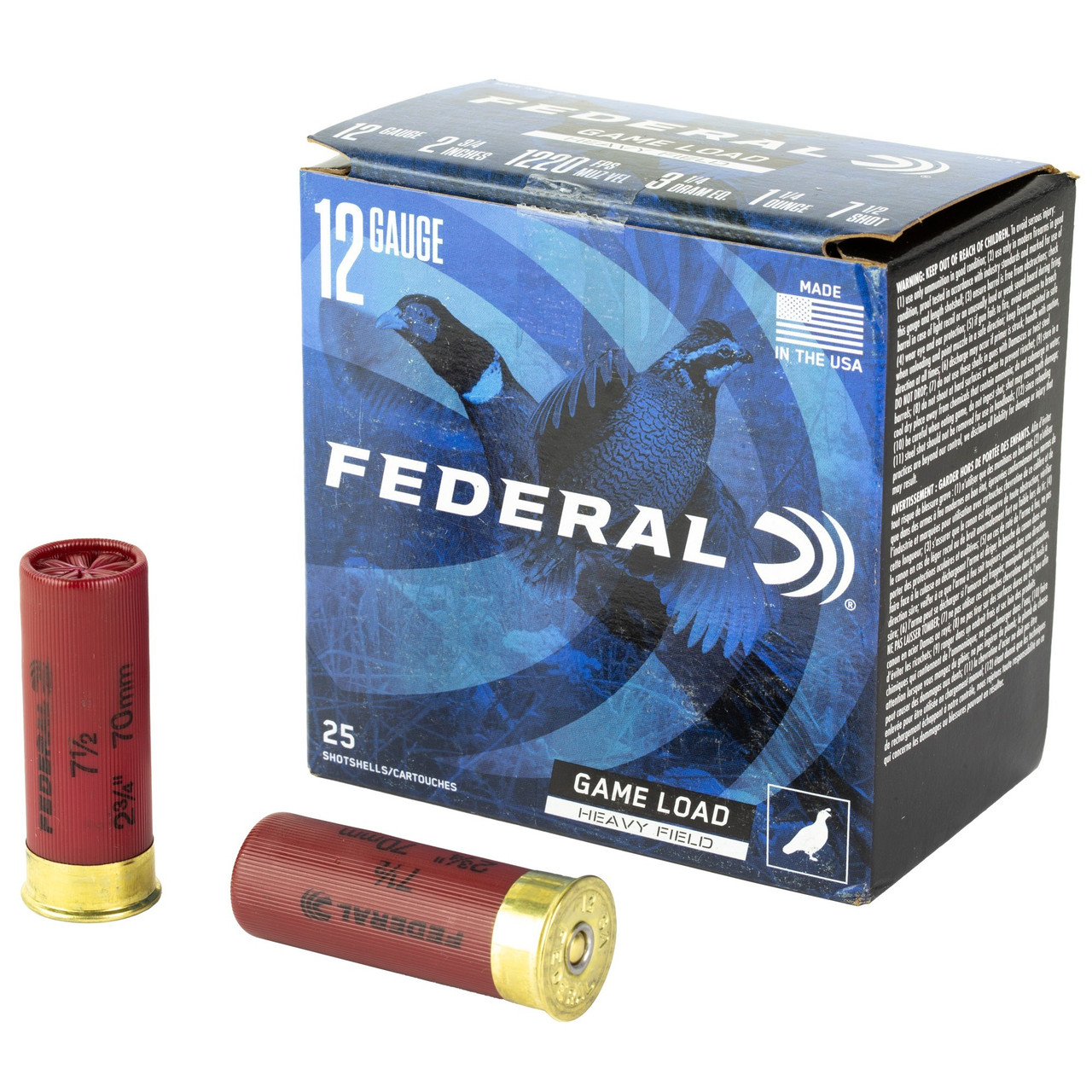 Federal H12575 Game-Shok Heavy Field 12Gauge 2.75 in 1 1/4oz 7.5Shot 25 Per Box/10 Case, Shotgun Shells
