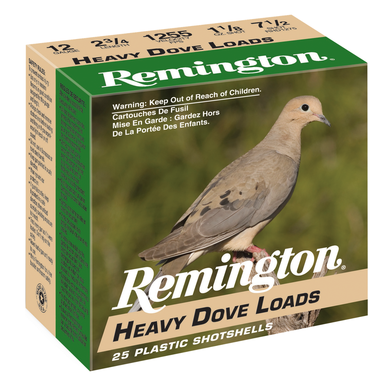 Remington Ammunition 28755 Heavy Dove Loads 12Gauge 2.75 in 1 1/8oz 7.5Shot 25 Per Box/10 Case, Shotgun Shells